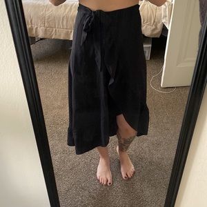 Black Ruffled Hi-Lo Wrap Skirt
